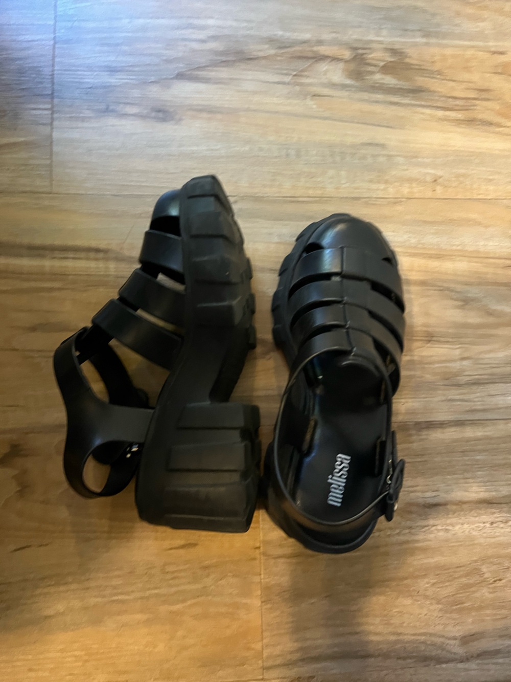 Melissa Megan Fisherman Sandal Platforms size 5/35 Black